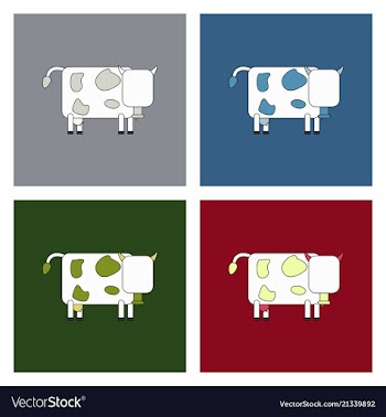 Cow isolated on background in cartoon flat design vector image