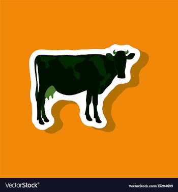 Cow paper sticker on stylish background vector image