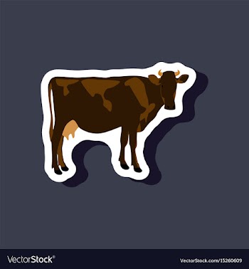 Cow paper sticker on stylish background vector image