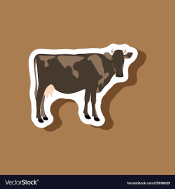 Cow paper sticker on stylish background vector image