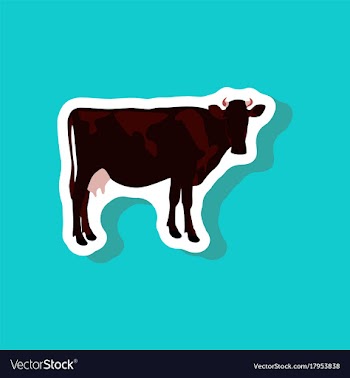 Cow paper sticker on stylish background vector image