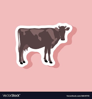 Cow paper sticker on stylish background vector image