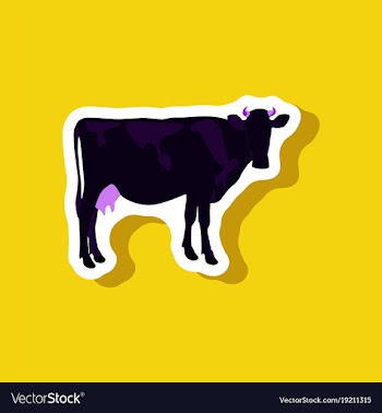 Cow paper sticker on stylish background vector image