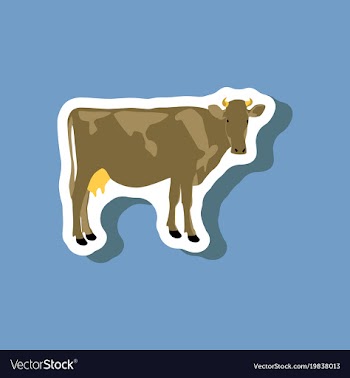 Cow paper sticker on stylish background vector image