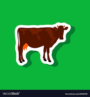 Cow paper sticker on stylish background vector image