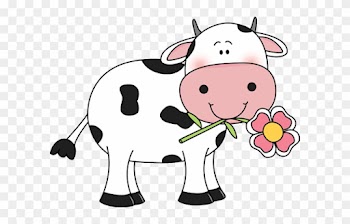 Cow With A Flower In Its Mouth Udderly Adorable - Cute Cow Clipart