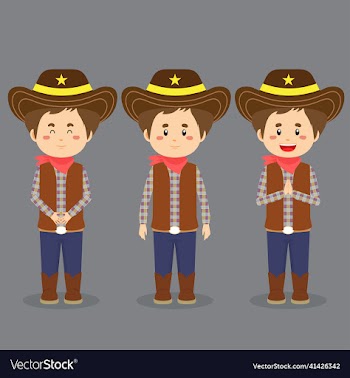 cowboy character with various expression