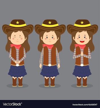 cowboy character with various expression