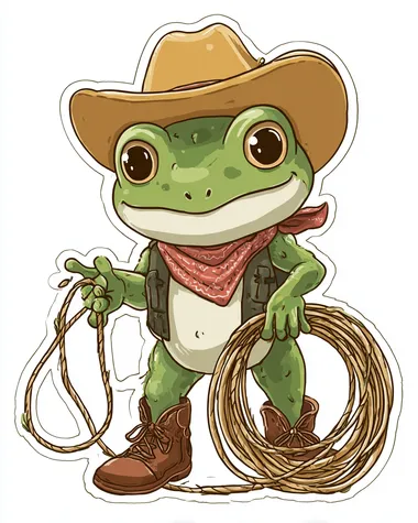 Cowboy Frog Cartoon Sticker Cowboy Frog Cartoon Sticker