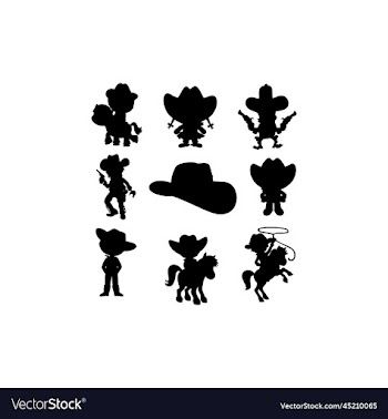 cowboy human collection set icon