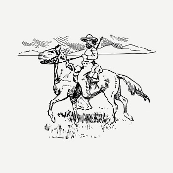 Cowboy riding horse drawing, vintage | Free PSD - rawpixel