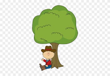Cowboy Sitting Under A Tree - Boy Sitting Under Tree Clipart