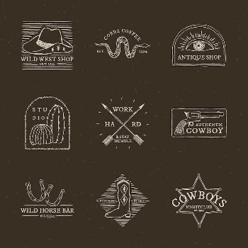 Cowboy themed logo psd collection | Free PSD - rawpixel
