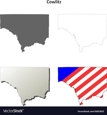Cowlitz Map Icon Set vector image