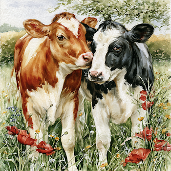 Cows in Wildflower Meadow