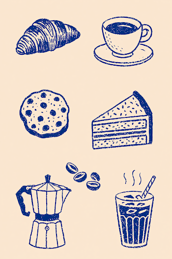 Cozy Café Icons on Cream Background