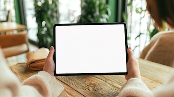 Cozy Café Lifestyle: Woman with Tablet