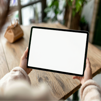 Cozy Cafe Encounter with a Blank Tablet