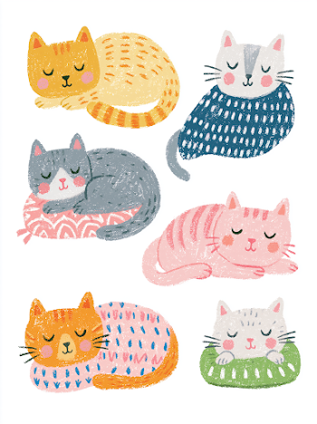Cozy Cats Sleeping Illustration