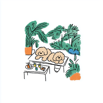 Cozy Chibi Cavoodles Relaxing Under a Tree