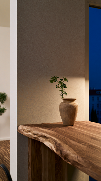 Cozy European Apartment Home Office at Night