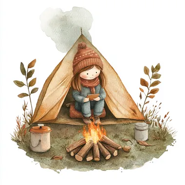 Cozy Glamper Moments: Kids Enjoying a Bonfire Adventure Cozy Glamper Moments: Kids Enjoying a Bonfire Adventure
