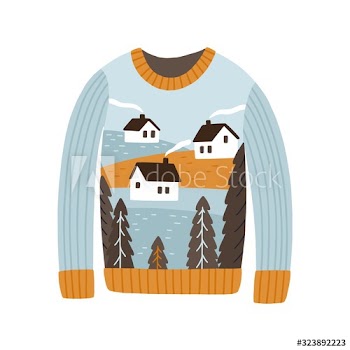 Cozy handmade Christmas sweater vector flat illustration