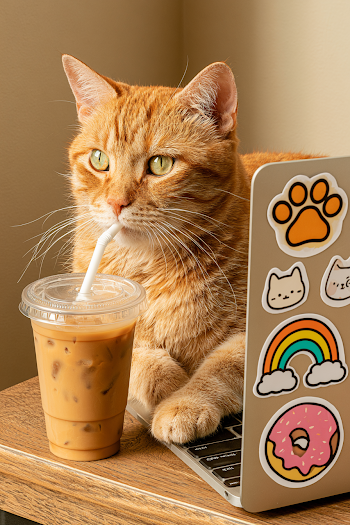 Cozy Orange Tabby Cat at Work Desk