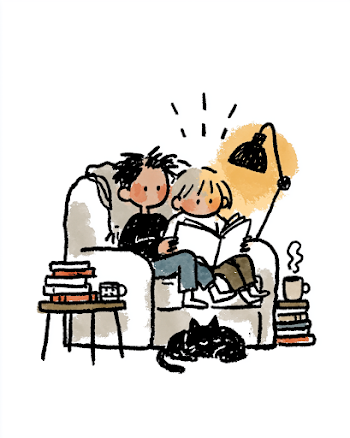 Cozy Reading Scene with Children and Cat
