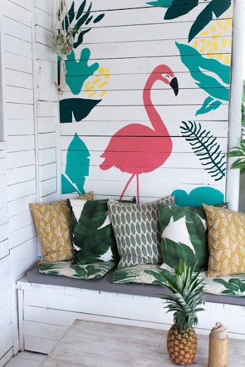 Cozy Spot With painted Designs On Wall