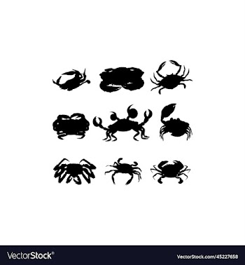 crab animal set silhouette creative design