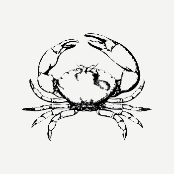 Crab collage element, black & | Free PSD Illustration - rawpixel