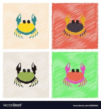 Crab in cartoon style seafood product design in vector image
