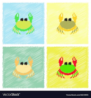 Crab in cartoon style seafood product design in vector image