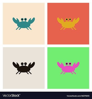 Crab in cartoon style seafood product design set vector image