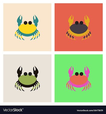 Crab in cartoon style seafood product design set vector image