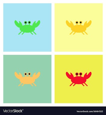 Crab in cartoon style seafood product design set vector image
