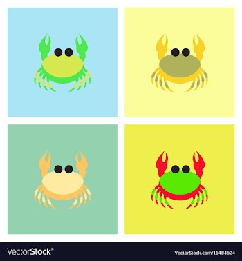 Crab in cartoon style seafood product design set vector image