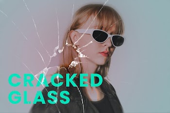 Cracked glass PSD effect with cool woman… | Free stock illustration | High Resolution graphic