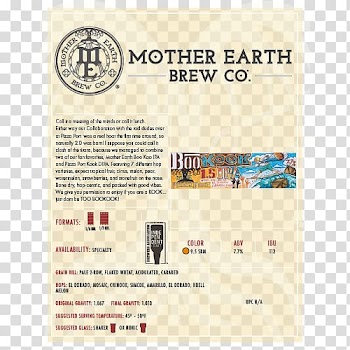 Craft beer Mother Earth Brewing Company Brewery Food, beer transparent background PNG clipart