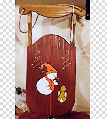Craft Christmas Wreath Sled Snowman, hand painted transparent background PNG clipart