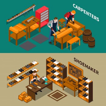 Craftsman isometric banners Free Vector