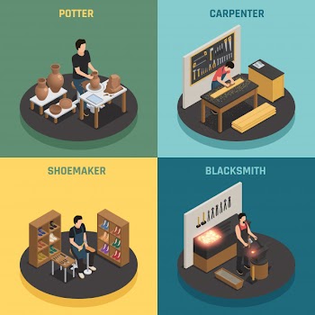 Craftsman professions 2x2 design concept Free Vector