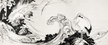 Cranes and waves (1760s) vintage | Free Photo Illustration - rawpixel