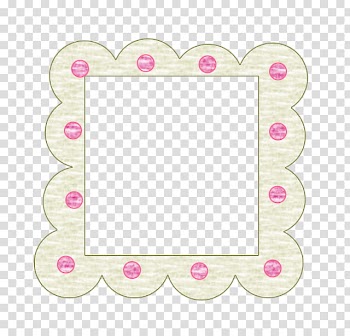 Crayon Dotted Frames , scalloped-edge beige and pink border transparent background PNG clipart