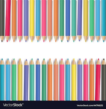 crayons - colored pencil set loosely arranged on