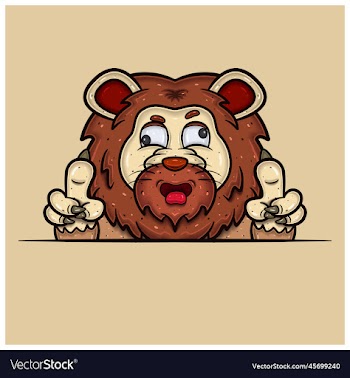 crazy face expression with lion cartoon
