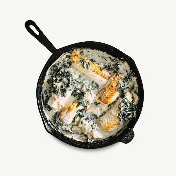 Creamed spinach salmon  collage | Free PSD - rawpixel