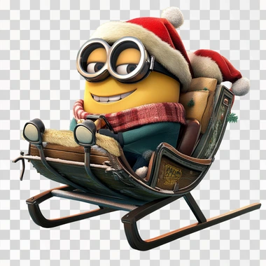 Create a Christmas image of Despicable Me on a sleigh and ha