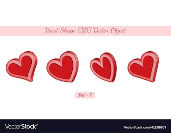 creative 3d heart object set heart shape object